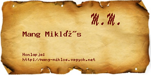 Mang Miklós névjegykártya
